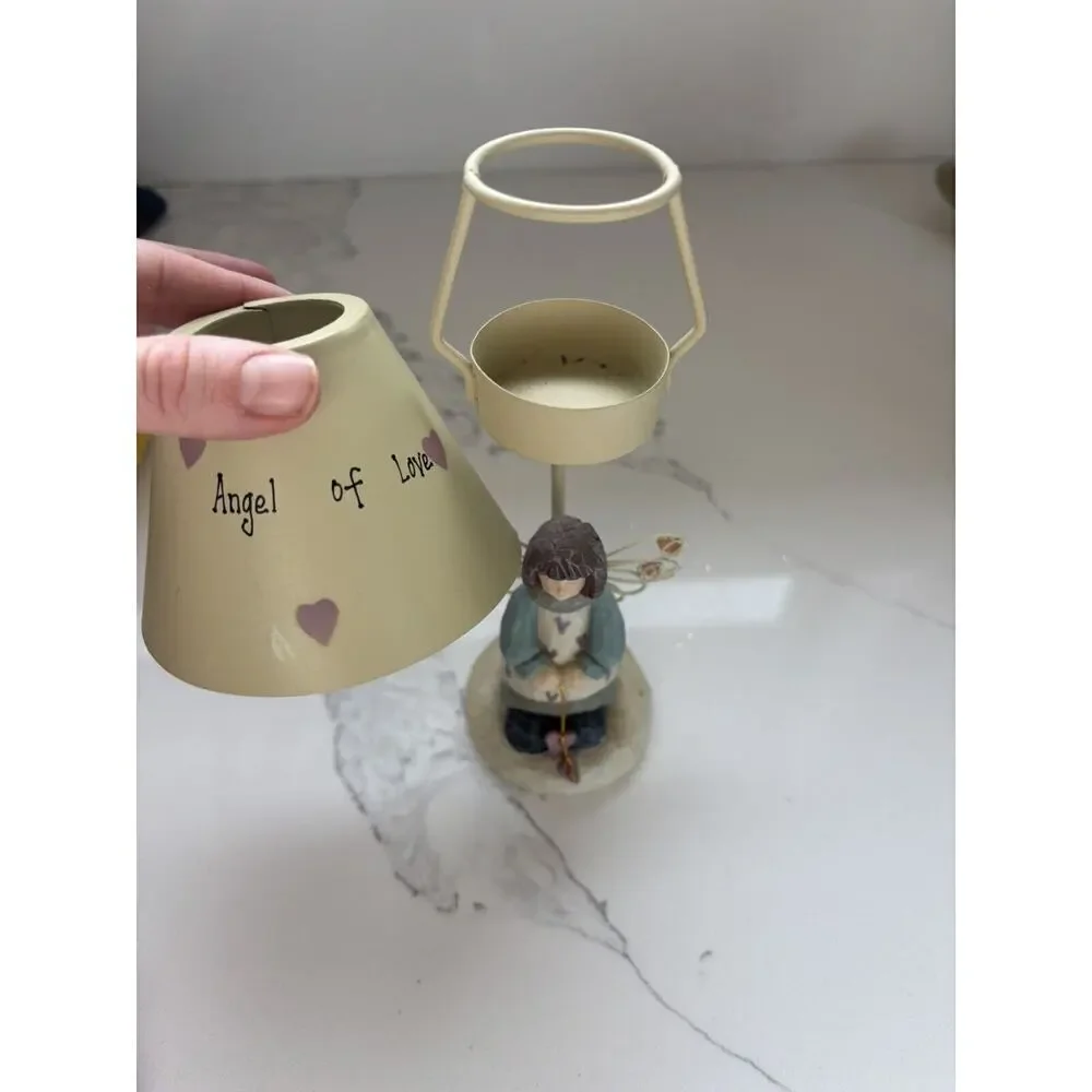 Vintage Valentine Tea light Metal Yankee Candle Angel Of Love 8”